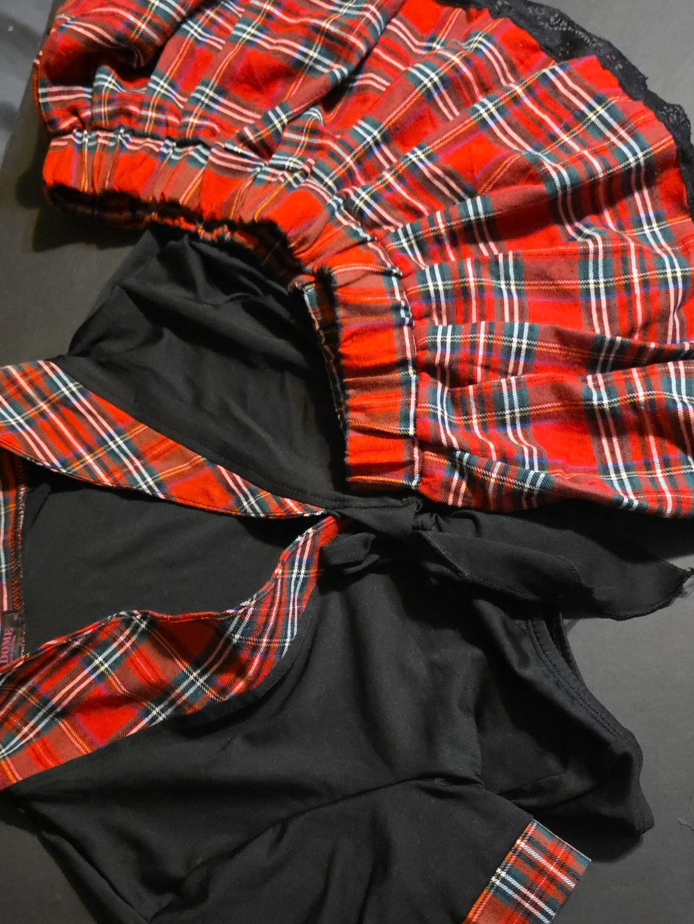 Red Plaid Two-Piece Lingerie Set